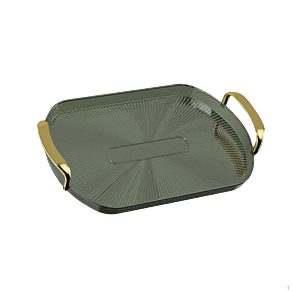 Serving Tray with Golden Handles Cosmetics Decorative for Meals,Snacks