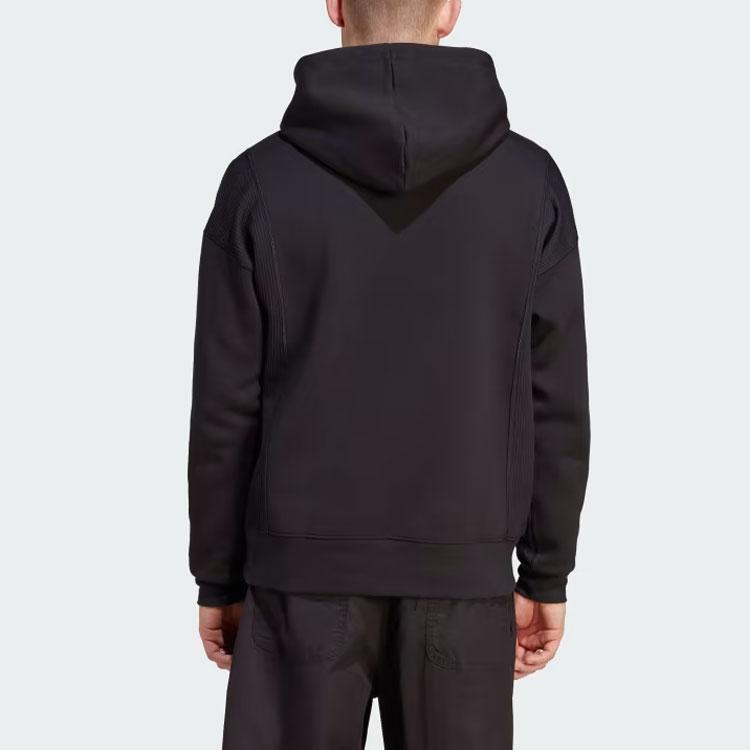 adidas Originals Trefoil Adventure Hoodie, Men Solid Logo Casual Daily Tops Black IJ0706