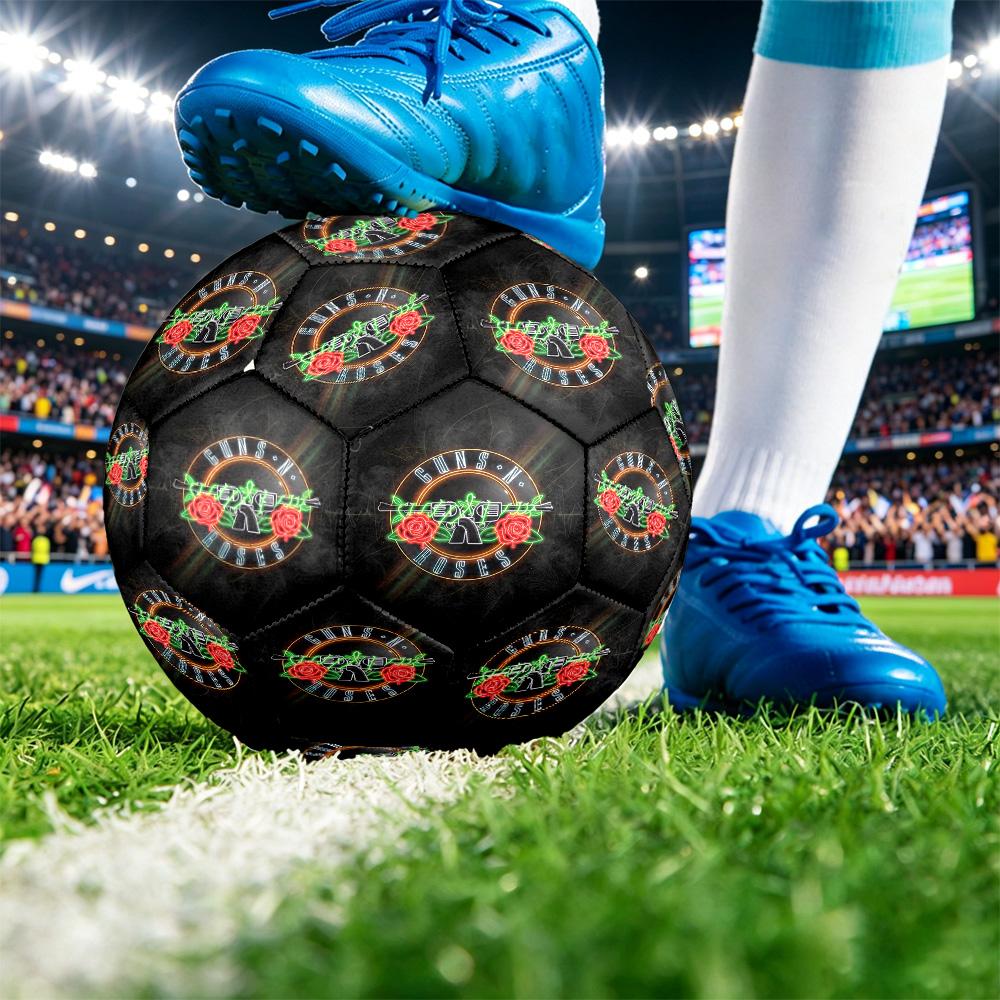 Guns N’ Roses Print Standard Size 5 Soccer Ball Durable Shock?Absorbing Ball For Training Match Outdoor Play