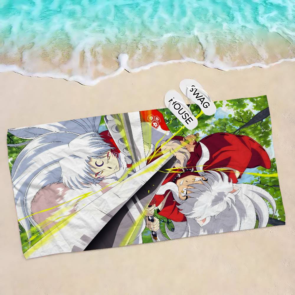 Japanese Anime Inuyasha Big Microfiber Beach Towels Quick Dry Towel Sand Beach Towels Pool Towel for Travel Swim Pool Yoga