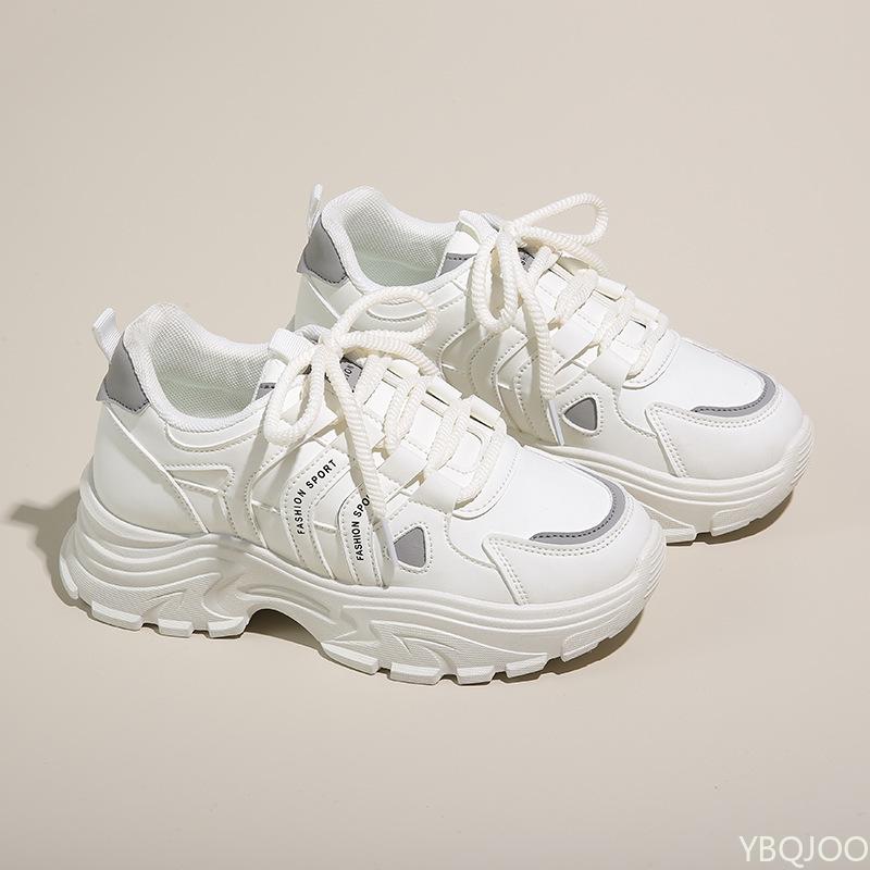 Damen Frühling Modische vielseitige Sportschuhe lässige bequeme Low-Top-Board-Schuhe dicksohlige höhenerhöhende Schuhe