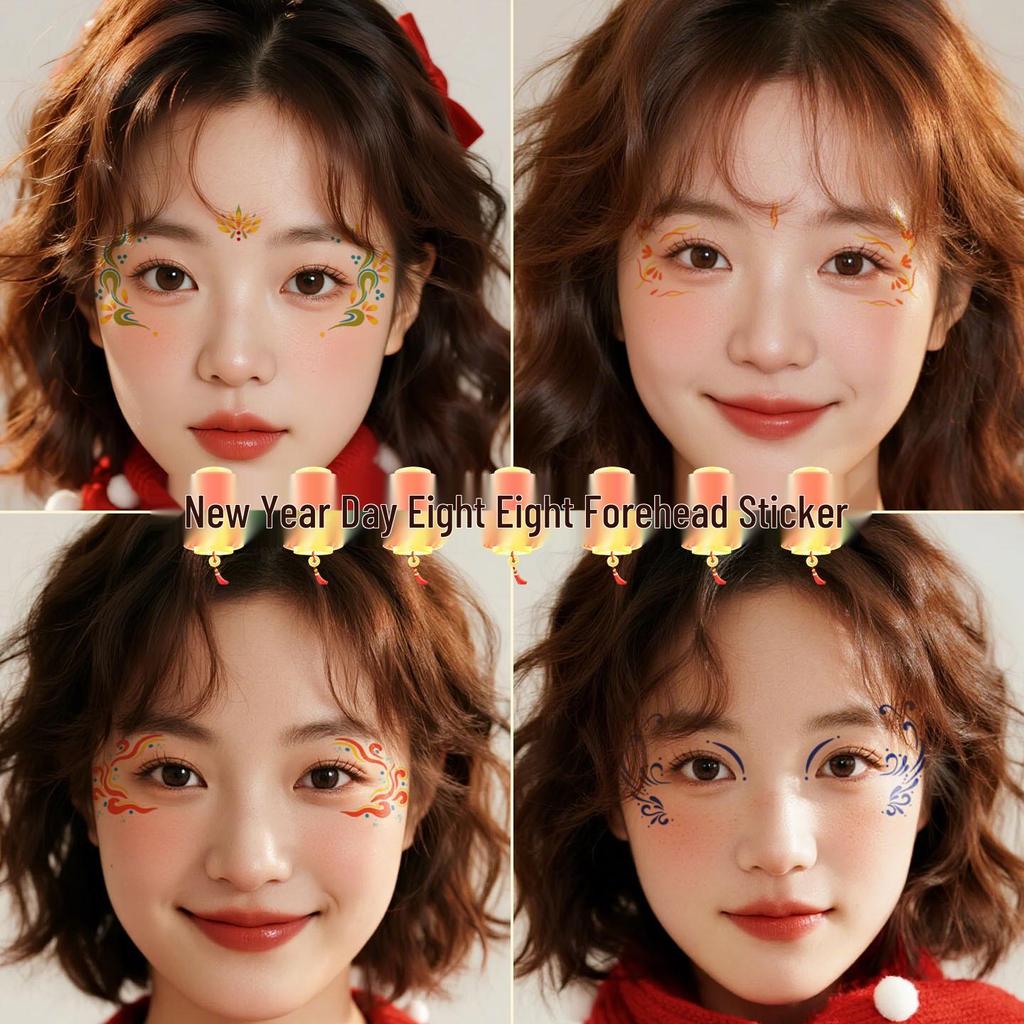 Hanfu-Style New Year Forehead and Eye Corner Stickers for Kids - Stage Makeup Huadian