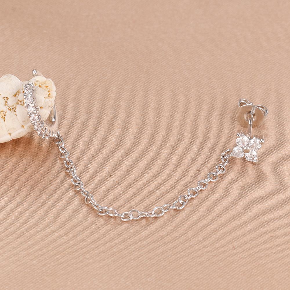 Simple Stainless Steel Gold Color Chain Tassel Dangle Earring Stainless Steel Ear Stud Ear Clip Hypoallergenic Women's Jewelry