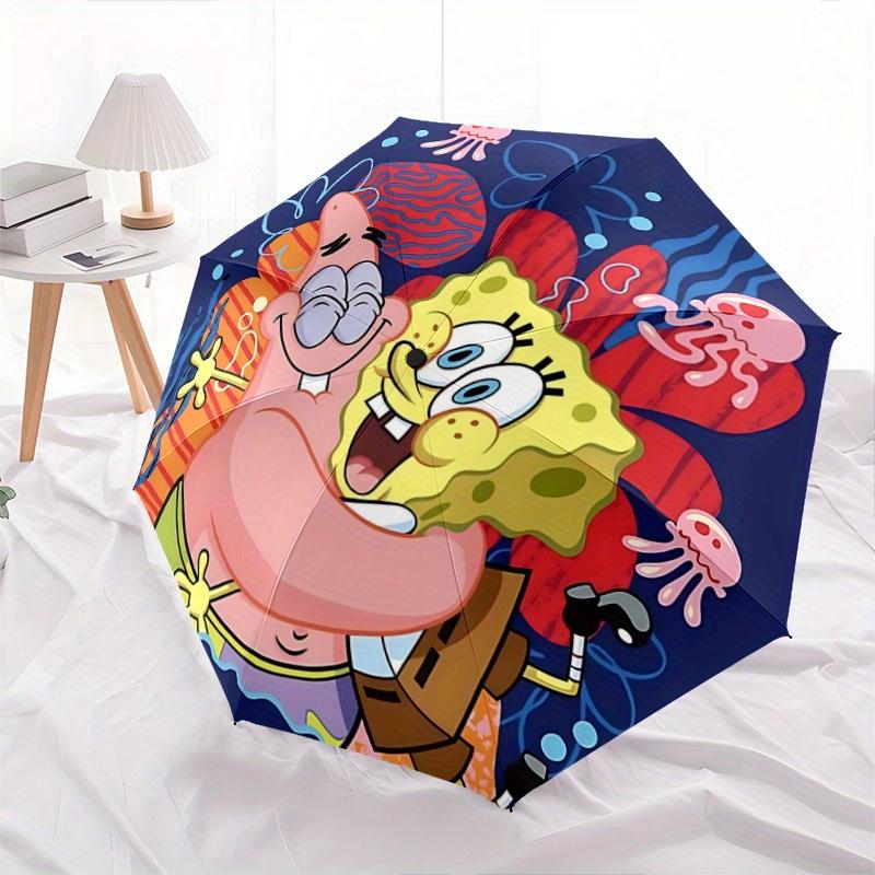 

1pc SpongeBob SquarePants Automatic Opening/Closing Umbrella - Portable 3-Fold Design, 8-Bone Iron Frame Outdoor Umbrella - Ideal Gift for Fans,