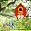 3D Painting Puzzle Bird House DIY Wooden Assembly Model Building S with 12 Color Pigments & Brush