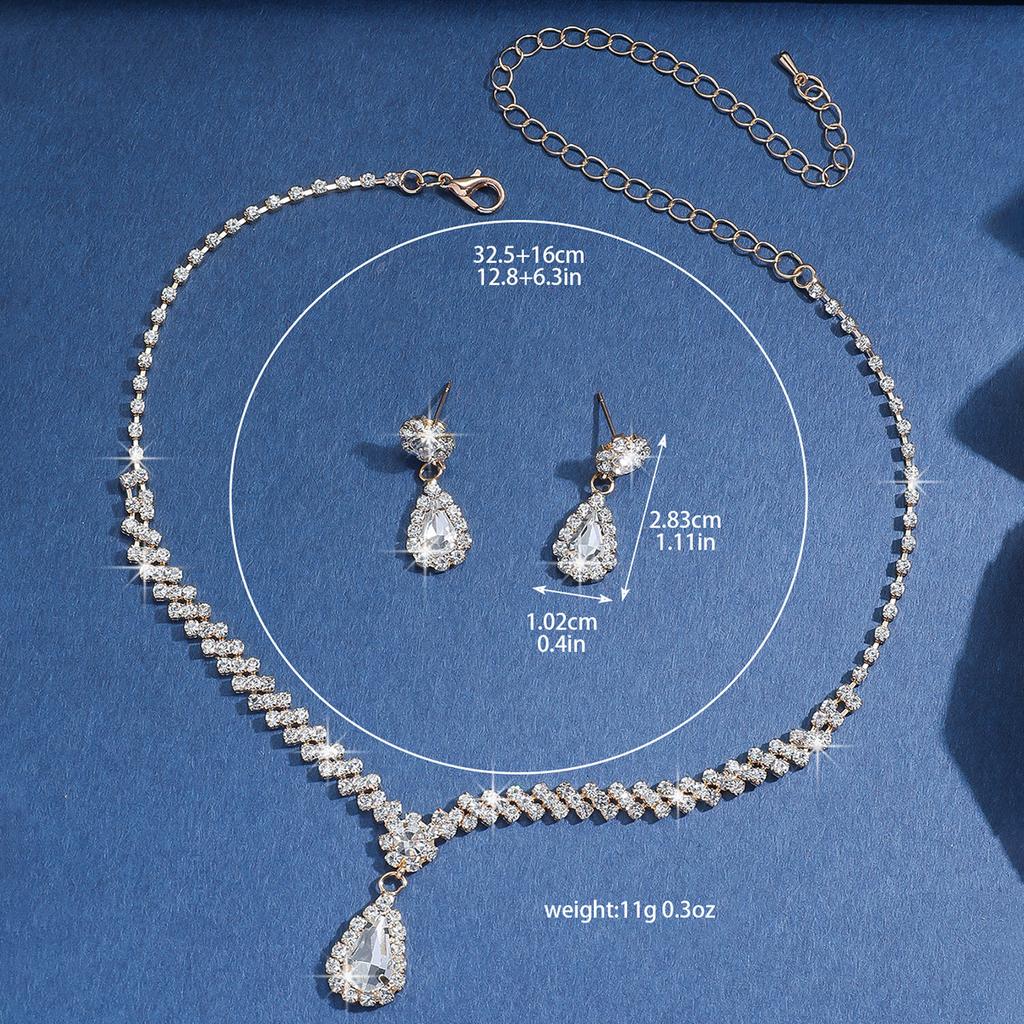 Bridal Jewelry Set Bracelet Necklace Earrings Wedding Women's Evening Dress Accessories Two-piece Set