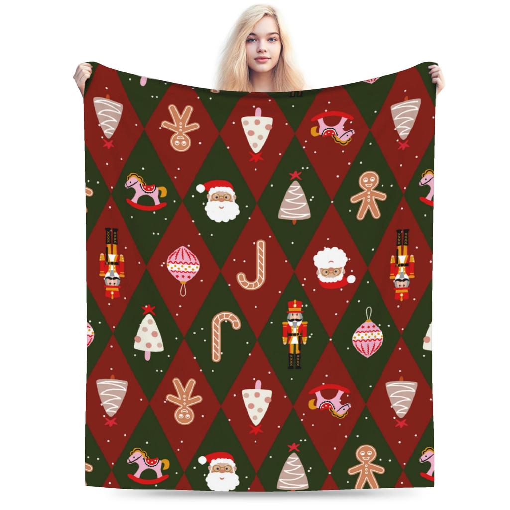 Christmas Nutcrackers Blankets Velvet Xmas Nutcracker Doll Comfortable Soft Throw Blankets for Bedding Plush Thin Quilt