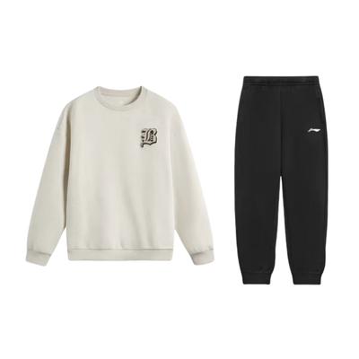 Round Neck Pullover Letter Print Loose Shoulder Long Sleeve Elastic Waist Long Pants Casual Sports Suit Unisex Suit AWDV031-6+AKLSG35-1