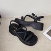 Platform Sandals Women's Summer New Small Muffin Heightening Cool Slippers Open-toed Beach Shoes with Skirt
