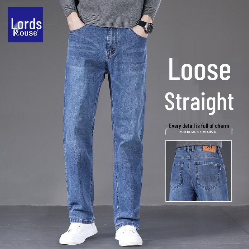 Luozhi Men s Loose Straight-Fit Business Casual Jeans 33