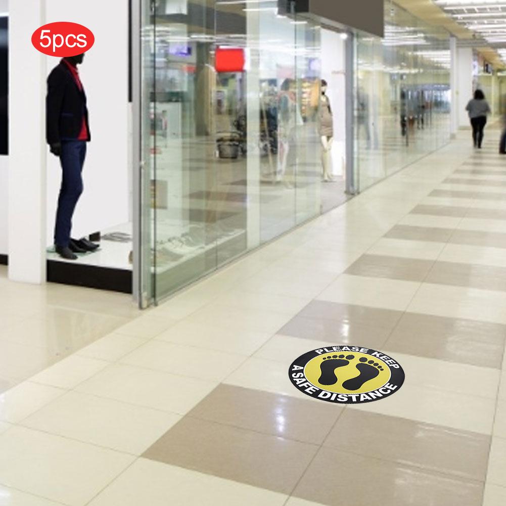 5pcs   Bag Distance Warning Floor Sticker Decal Safety Distance Sign for Store HospitalXG008