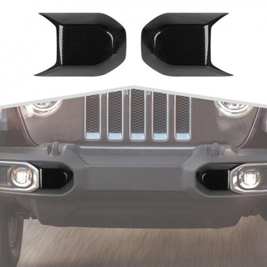 2x Carbon Fiber Front Bumper Guard Pad Cap End Cover For Jeep Wrangler JL JT 18+