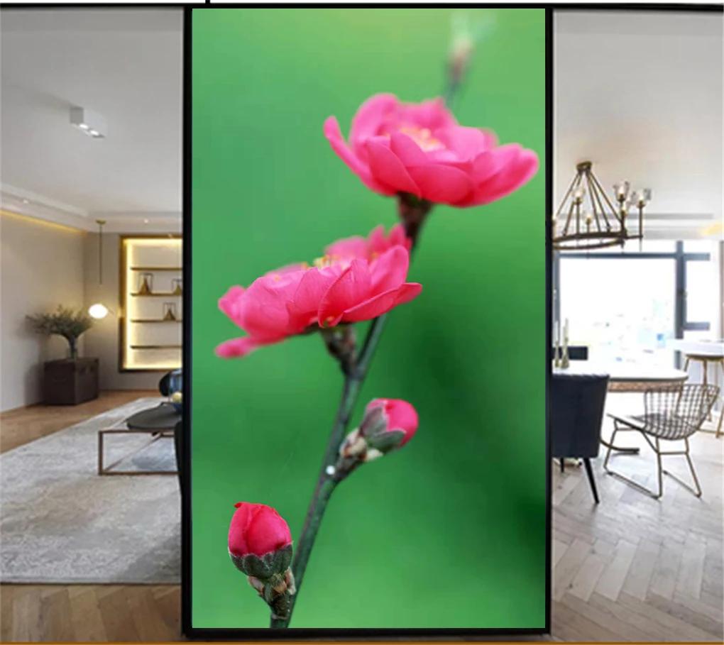 Static Cling Privacy Windows Film Decorative Beautiful Flower Stained Glass Window Stickers Frosted Window Cling Tint