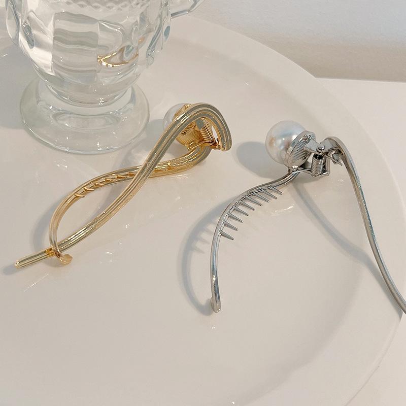 Vintage Big Pearl Barrettes Gold Silver Color Hair Clip Hairpin for Women Fashion Hair Ornament Headwear Jewelry