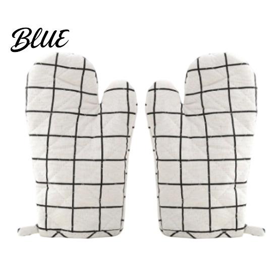Silicone Lined Oven for Baking Heat Thick Resistant Gloves 2Pcs Cotton Mitts Grilling Multi-purpose Kitchen Microwave Non-Slip Hot Pots