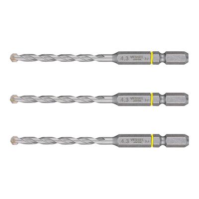 VESSEL Cushion Drill Porcelain Drill Bit Set of 3 <For Tiles> 4.3mm CPD3S-4.3