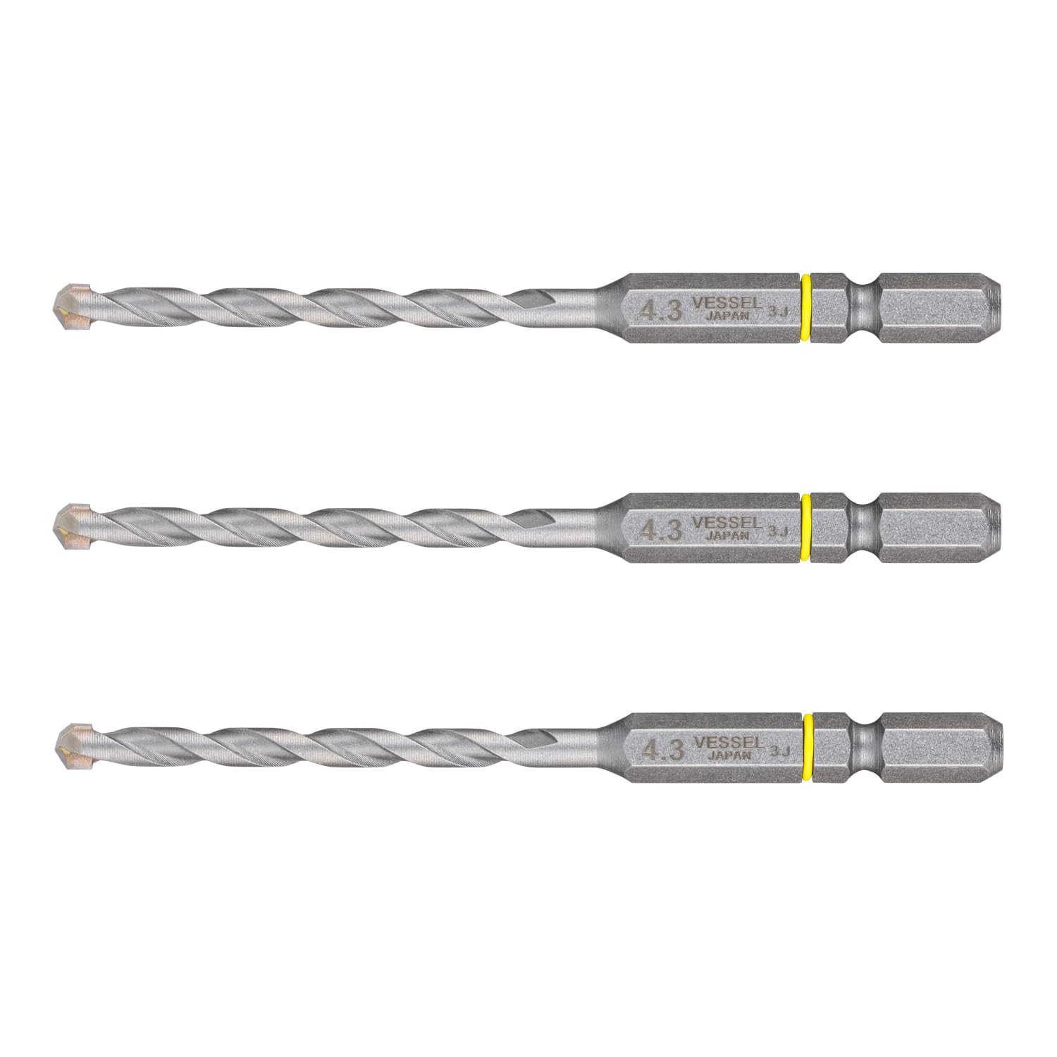 

VESSEL Cushion Drill Porcelain Drill Bit Set of 3 For Tiles 4.3mm CPD3S-4.3 жёлтый