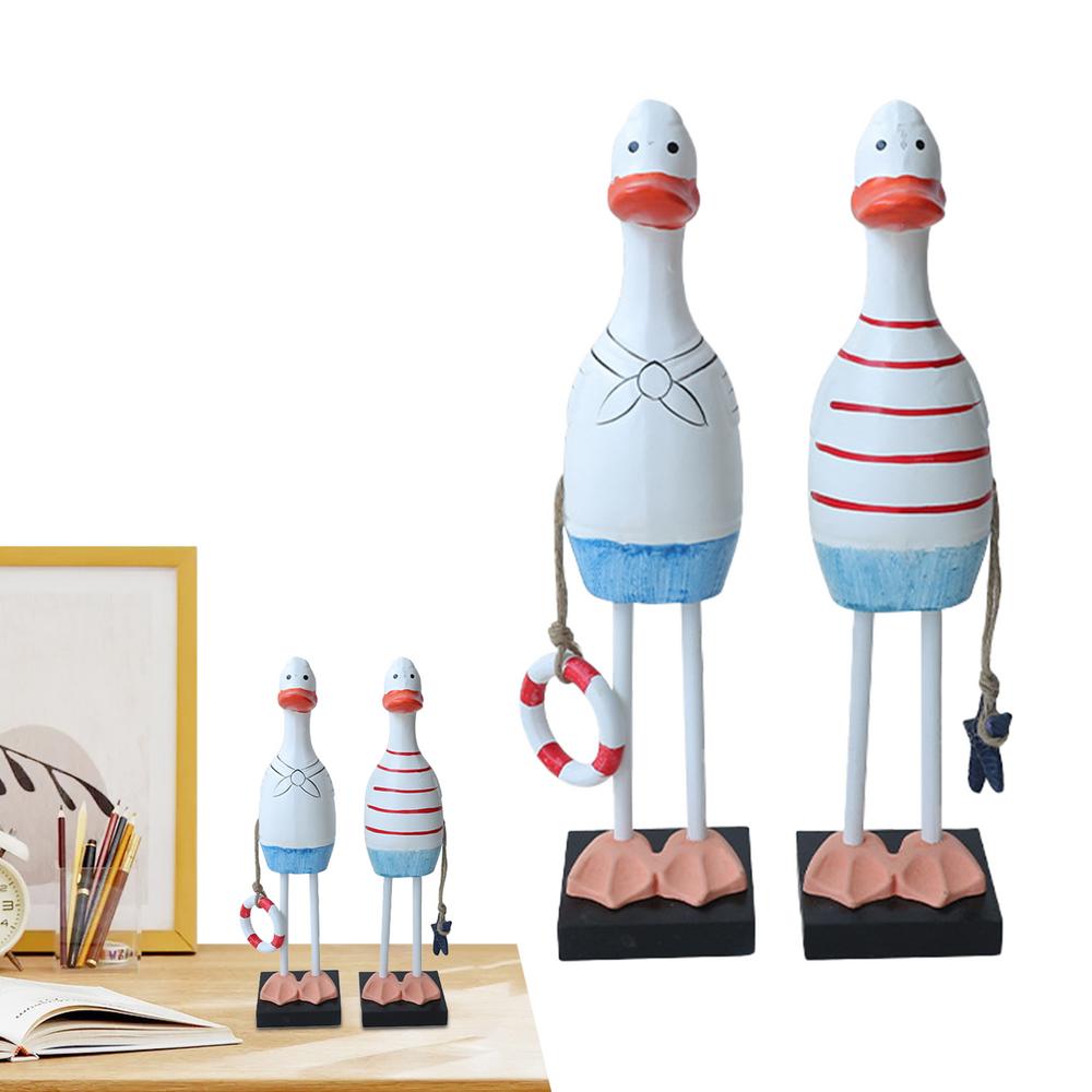 

Wood Duck Statue Desk Animal Statue 2X Cute Rustic Home Decorations For Living Room TV Cabinet Animal Collectible Figurines белый