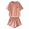 Red Two Piece Cotton Women's Sportswear Set Summer New Round Neck Short Sleeved Top+Shorts Women Loose Casual Clothing