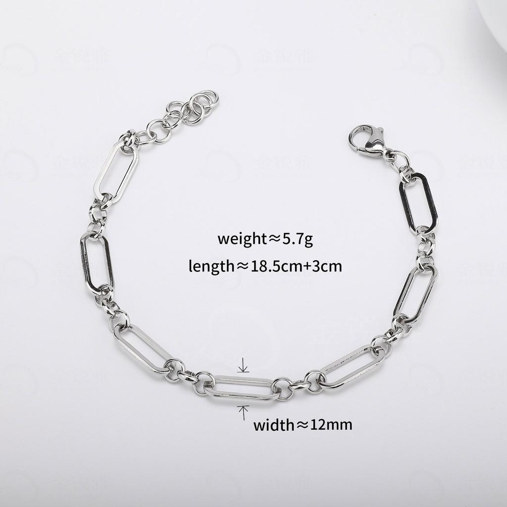 Stainless Steel 1:3 Oval Pearl Circle Fashion Fine Jewelry Bracelets & Bangles Charm Simple 18k Gold Plated Women