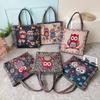 Embroidery Canvas Handbag With Dual Shoulder Straps For Casual Outings