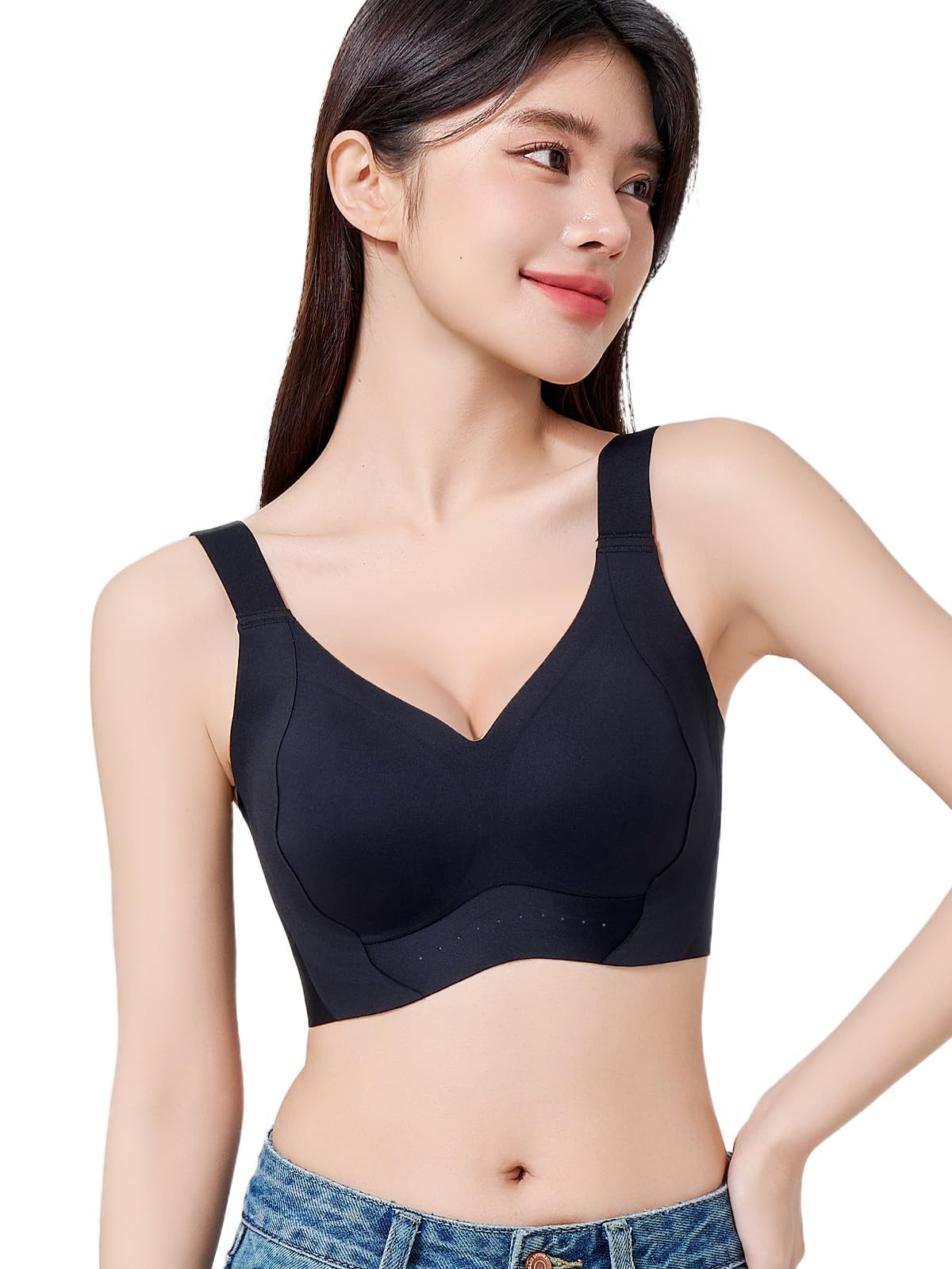 

Seamless Bra and Sagging Breast A bra that makes your breasts appear no high Achieves beautiful bust correction with powerful soft support to prevent чёрный