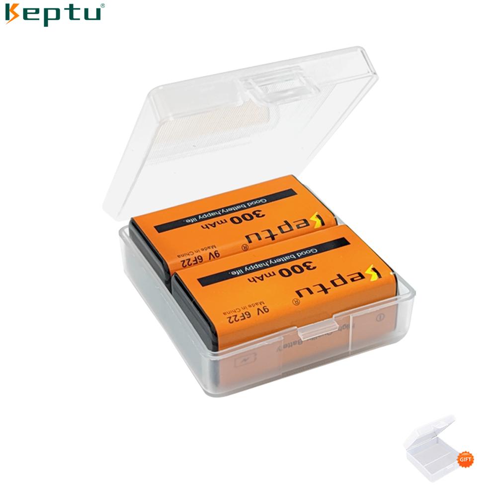 KEPTU 9V 300mAh Long-lasting Rechargeable Batteries for Wireless Microphones, Guitars, and Smoke Alarms