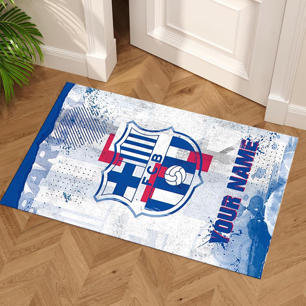 Barcelona Club Personalized Text Floor Mat Suitable for Study Room Bedrooms Hallway Living Rooms Anti-slip Rug Anime Office Decor Best for Christmas
