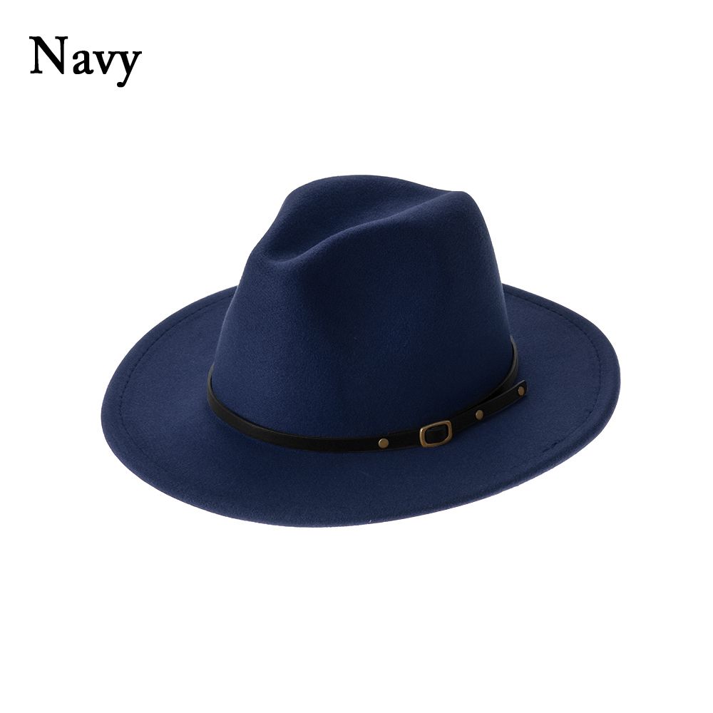 Vintage Felt Fedora Hats with Belt Buckle for Men & Women Wide Brim Outback Hat Panama Jazz Hat Cowboy Hat