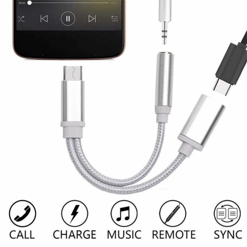 3.5mm 2 In 1 3.5mm Jack Audio Cables Type-C To 3.5mm Connector Type C To 3.5 mm Adapter Usb C Cable