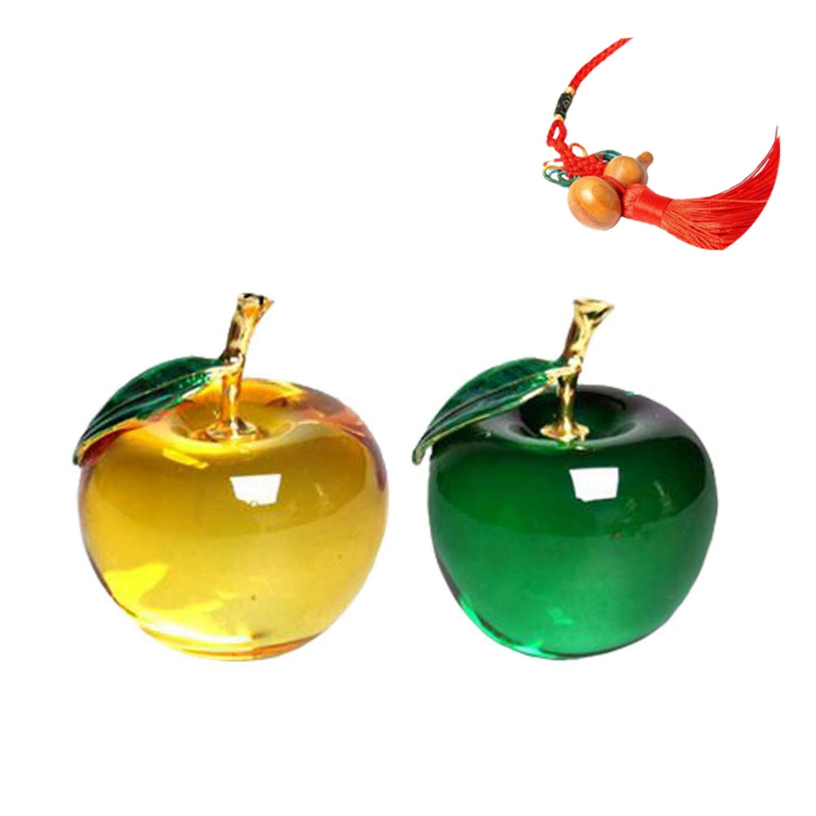 

Apple Glass Object Pair 2 Colour Set Feng Shui Interior Crystal Good Luck Goud Strap Included x [Clove Cube] (Жовтий Зелений)