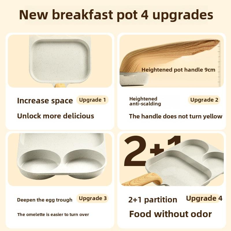 Universal 3-in-1 Non-stick Home Breakfast Pan Anti Scalding Mini Burger Pot Mai Fan Shi Bacon Steak Fried Egg Flat Bottomed Pan