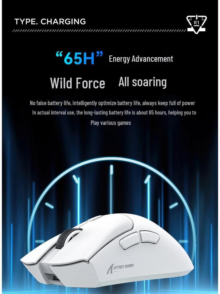 Attack Shark R1 Lightweight Tri-mode Bluetooth Wireless Gaming Mouse PAW3311 for Notebooks