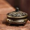 Antique Brass Pocket Incense Burner Mini Hollow Incense Ornament Ancient Chinese Tea Table Decoration Dragon and Phoenix