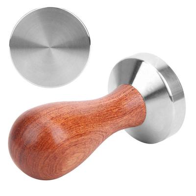 51mm Edelstahl Kaffee Tamper Holzgriff Kaffeepulver Hammer Presswerkzeug Küchenzubehör Flacher Boden