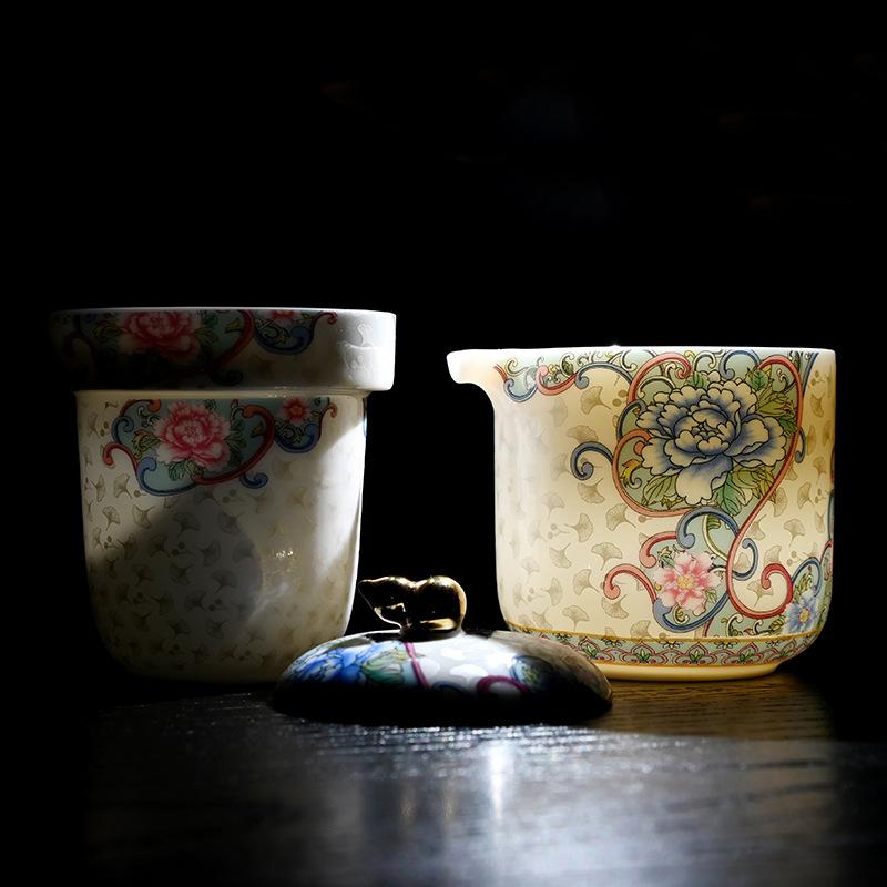 Suet jade travel tea set, one pot and three cups set, portable express cup, outdoor camping teapot, tea cup gift