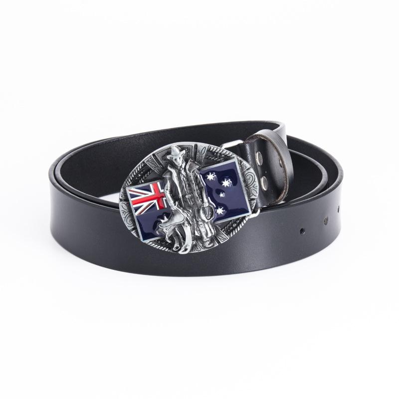 Sozialer Jugendlicher Typ Mode Rindsleder Gürtel Ganze Zweischichtige Leder Persönlichkeit Beliebt Mode Flagge Gürtel Accessoires Gürtel