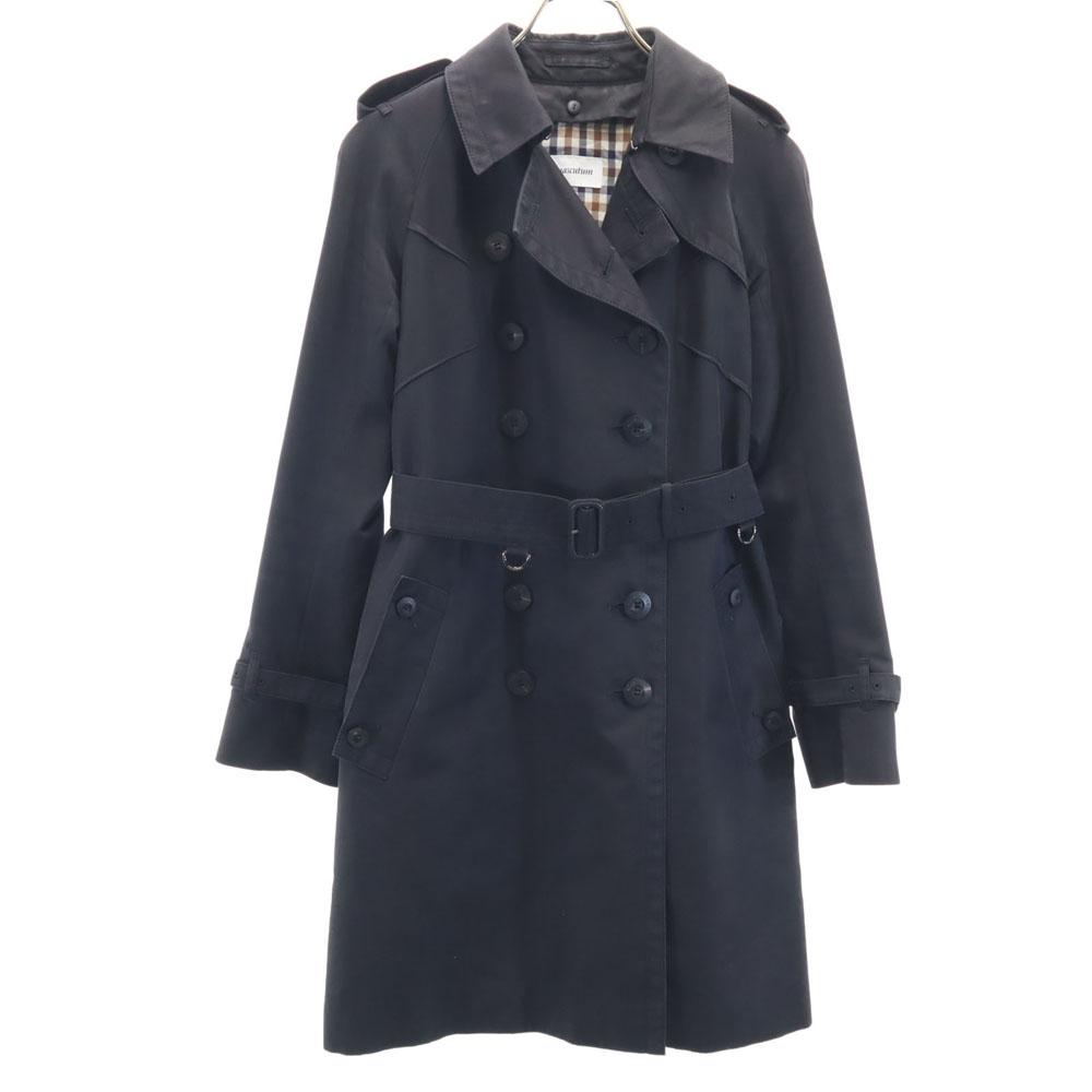 Aquascutum Made In Japan Trench Coat Black Liner with Belt Women Used