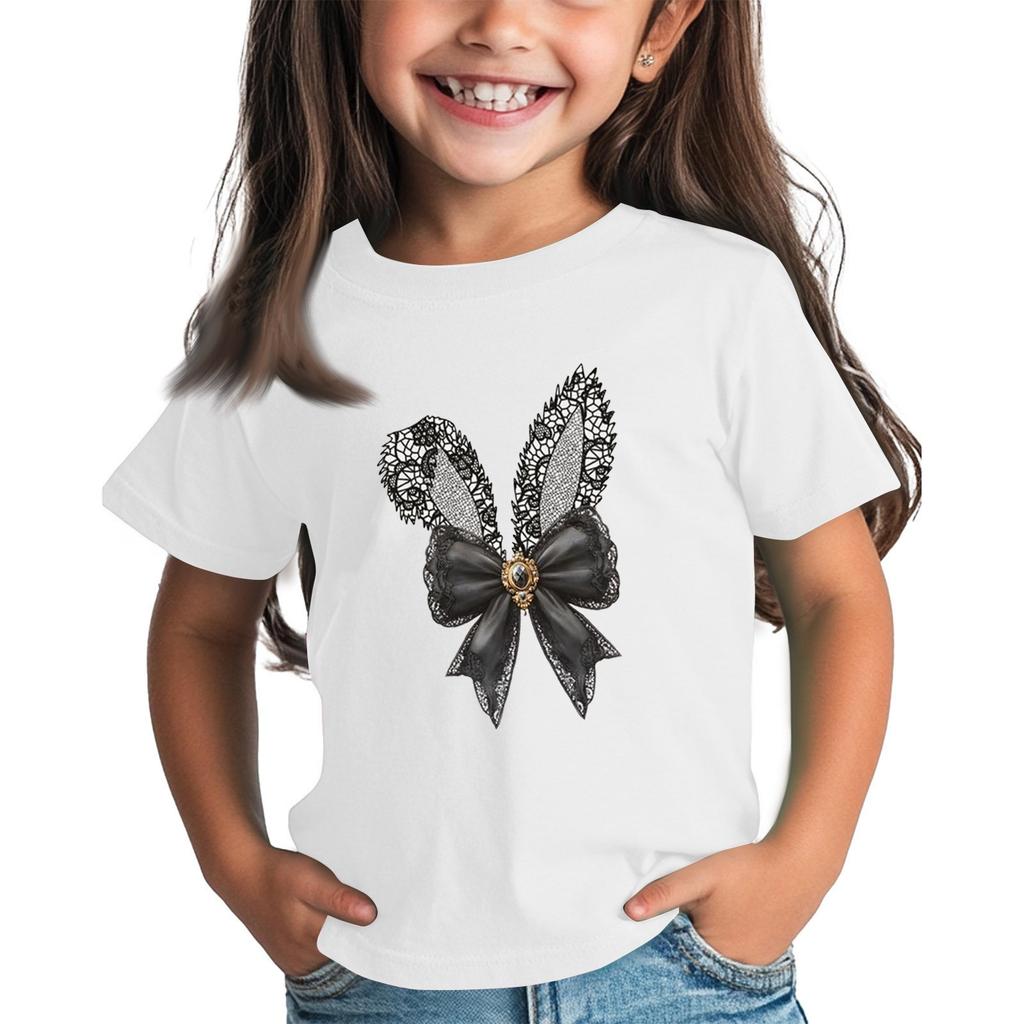 Children's Tops Boys Girls Easter Print Short-sleeved T-shirt Tops Bottoming Shirt