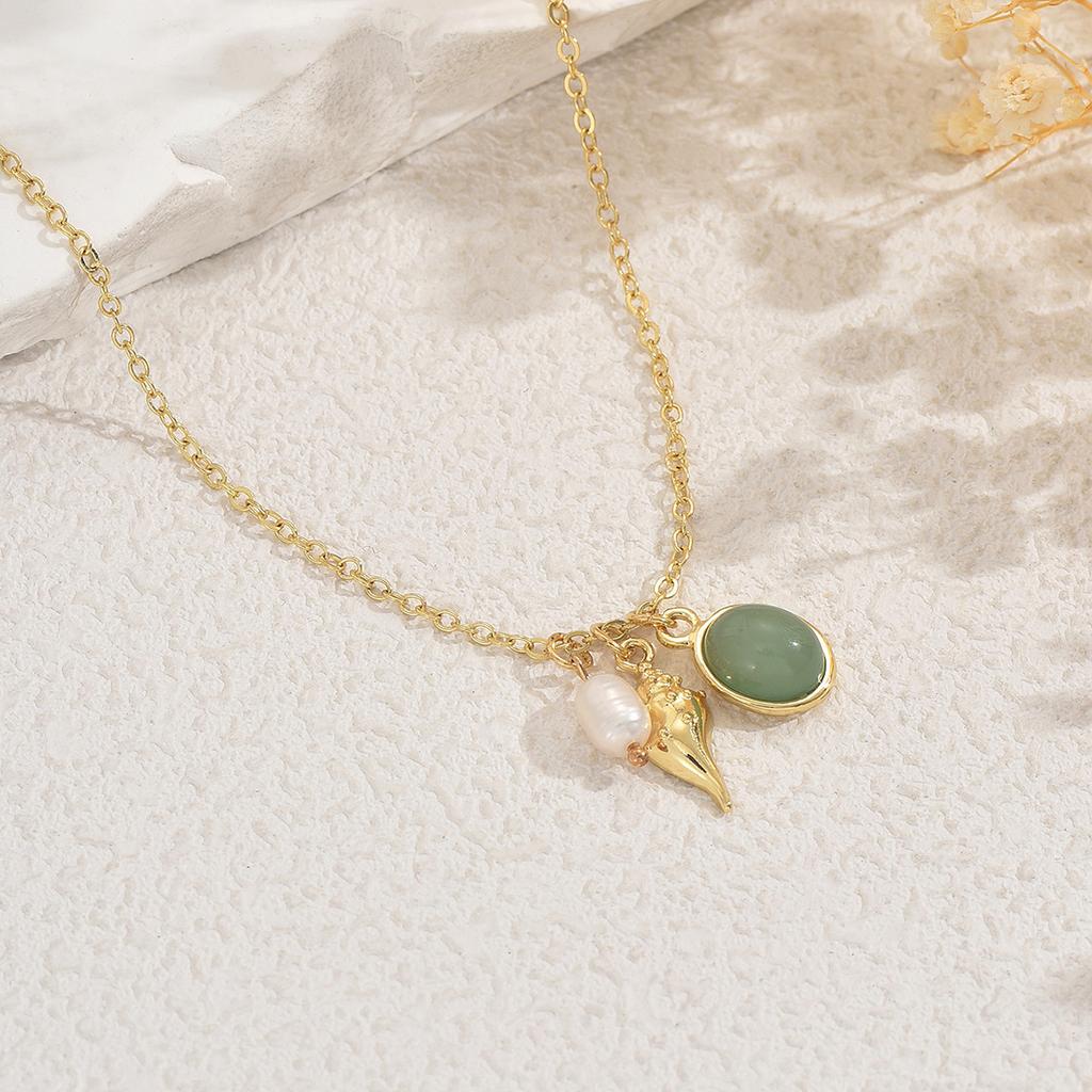 2025 new geometric ocean wind women's necklace niche inlaid with gemstones design long collarbone chain