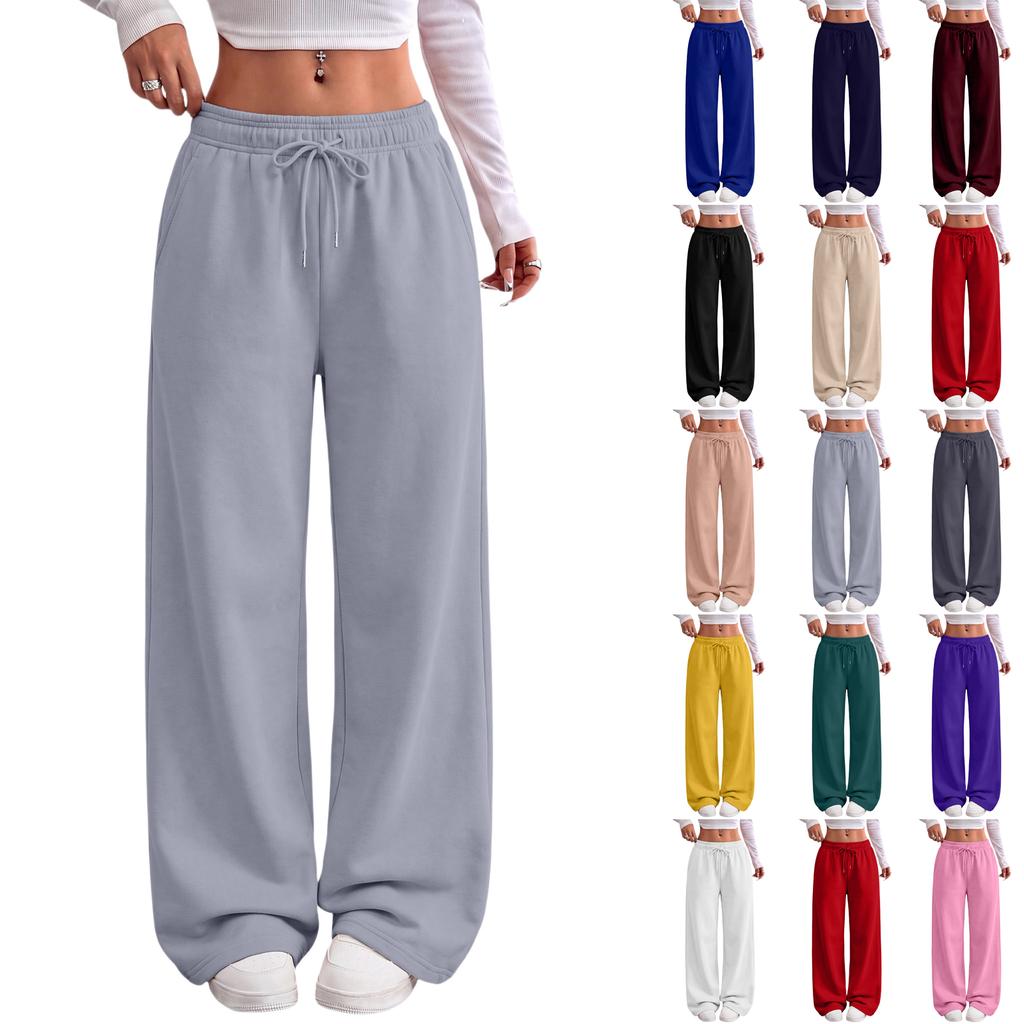 Damen Locker geschnittene Wide Leg Jogginghose mit Kordelzug für den täglichen lässigen Look
