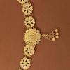 Retro Water-Sprinkling Festival Waist Chain Hollow Out Gold Color Thai Belly Waist Chain Flower Pattern Tassel Detail Metal Belt