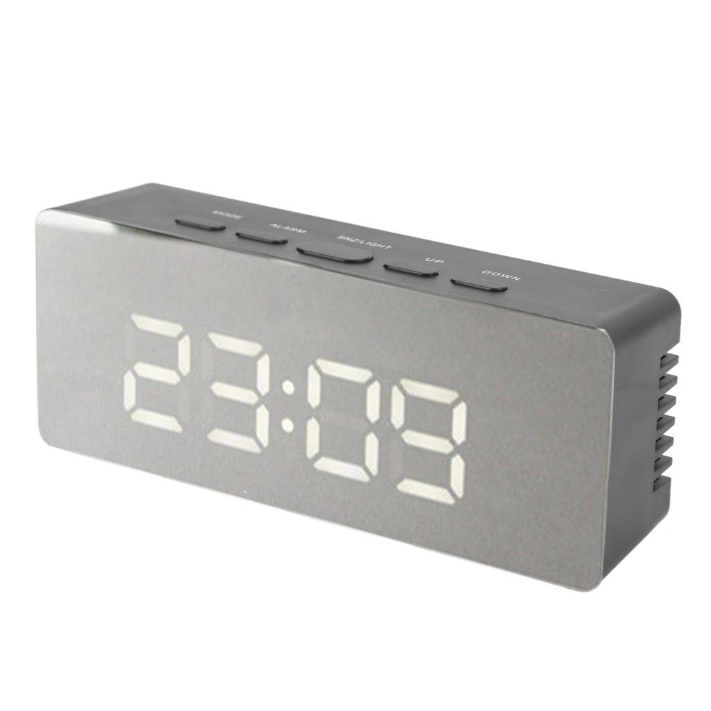 Digital Clock LED HD Large Screen Display Mirror Technology Black Battery Plug In Digital Alarm Clock for Home