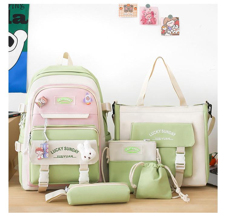 Trendy Nylon Backpack For Students Large Capacity Unisex School Bag In Various Colors