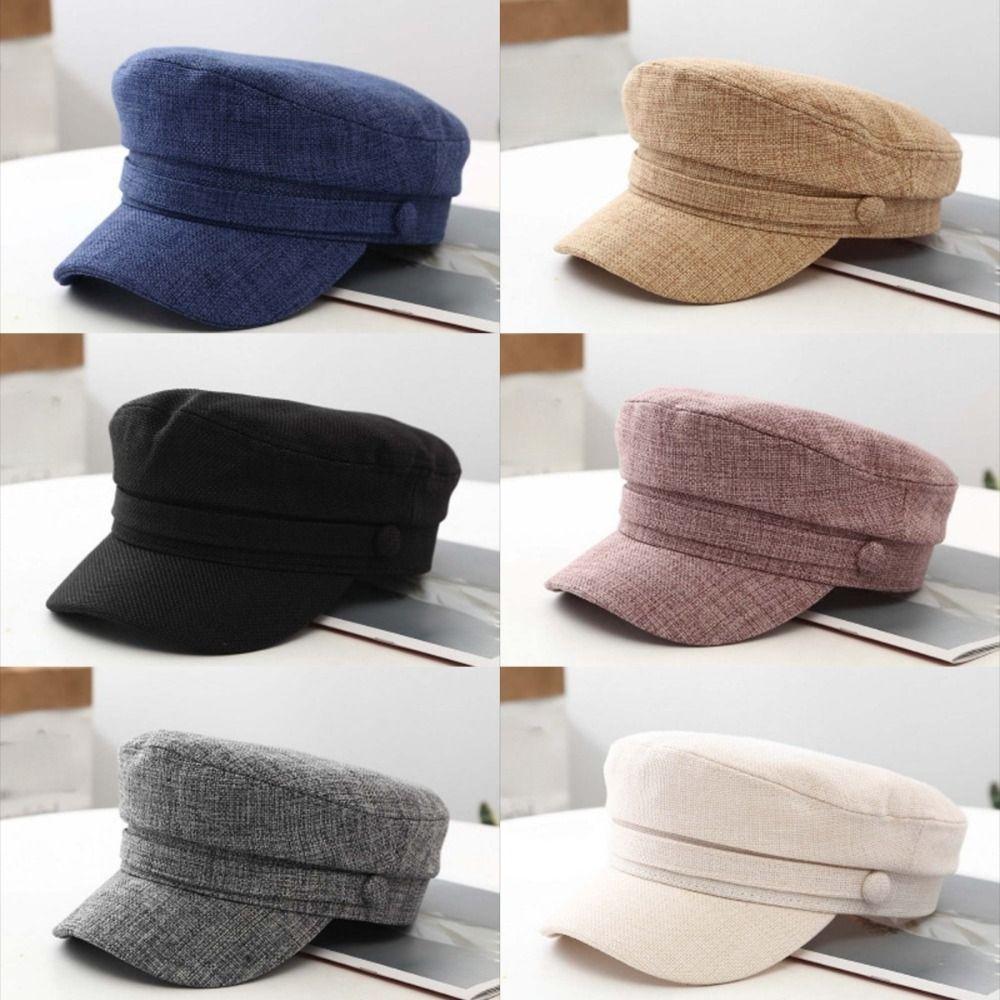 Visor Hats Fashion Octagonal Cap Cotton Linen Navy Hats Vintage Women Berets  Travel