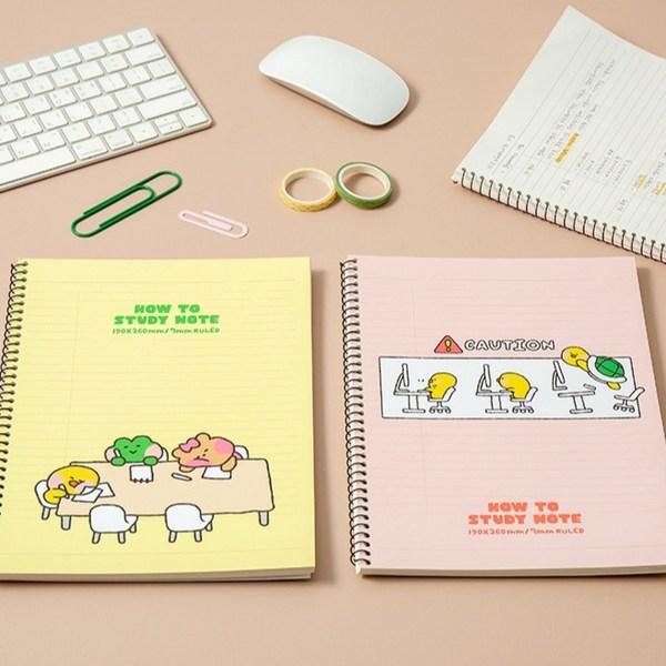 Line Friends Minini Jak się uczyć Notatnik na spirali 7mm 2-częściowy zestaw, koralowy, żółty, 2 zestawy