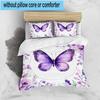 Purple Butterfly Dreams 3pcs Bedding,Including 1pc Duvet Cover And 2pcs Pillowcases Perfect for Christmas,Ideal for Bedroom, Dormitory