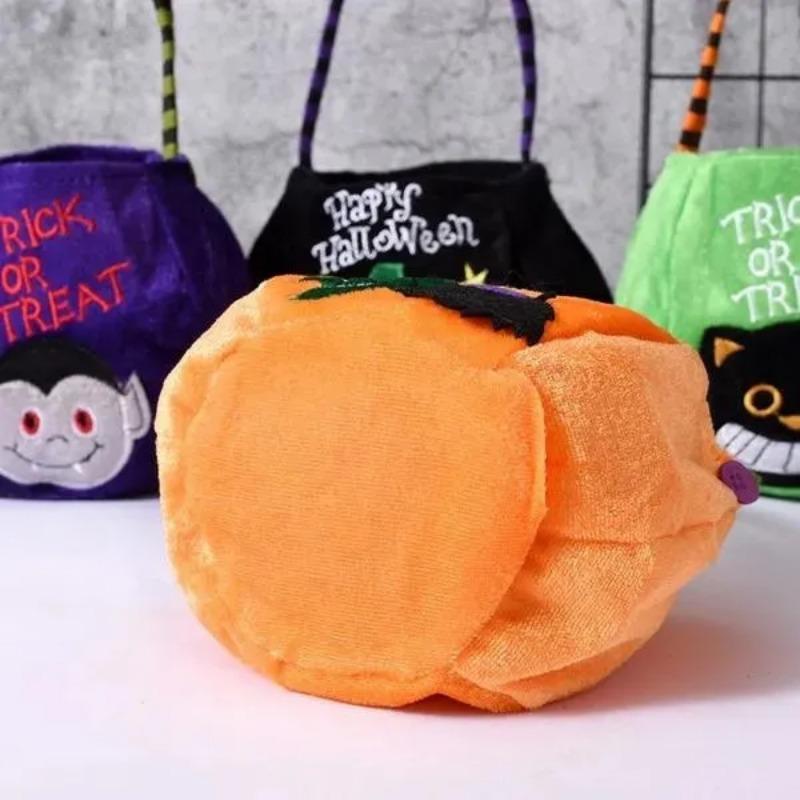 Bolsa de abóbora portátil de Halloween, doces ou travessuras, bolsa de doces para crianças, presente de feliz dia das bruxas, mochila de abóbora, bolsa de ombro