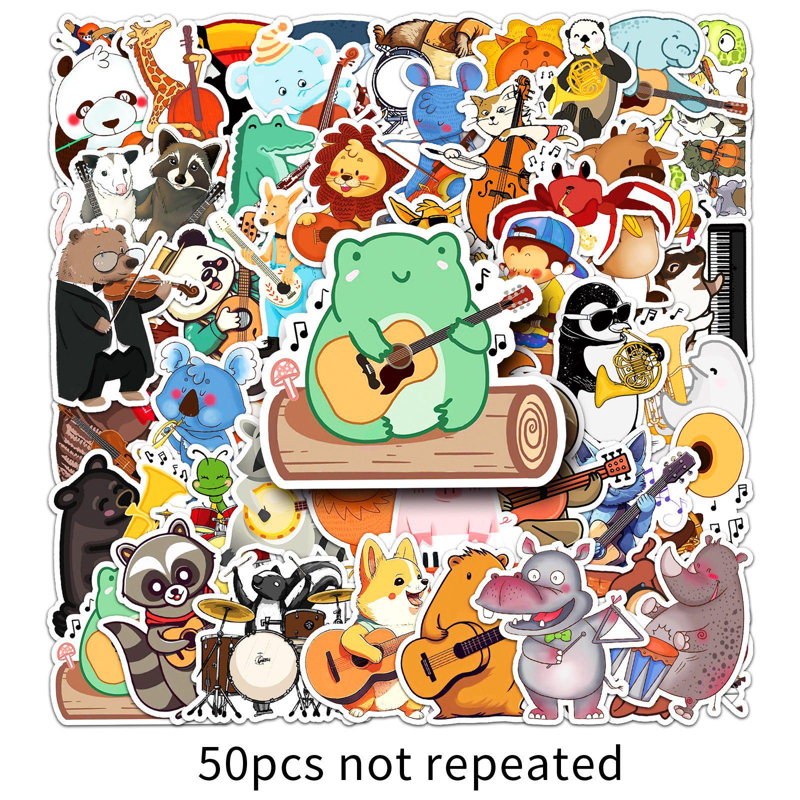 50 Cute and Waterproof Cartoon Animal Stickers for Decorating Milk Tea Cups & Journals