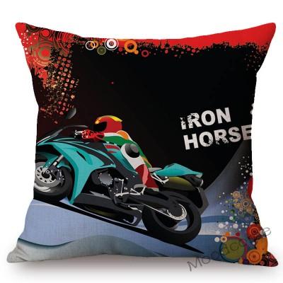 Motorcycle Art Biker Club Decoration Throw Pillow Case Us Retro Letter Print Free Spirit Motorbike Cotton Linen Cushion Cover
